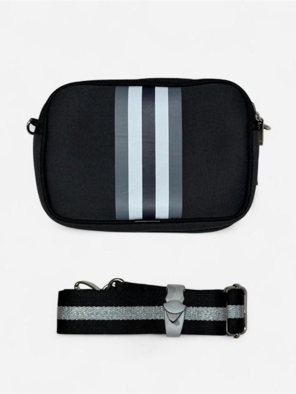 Prenelove | Black with Gray Stripe | Small Crossbody | NWOT